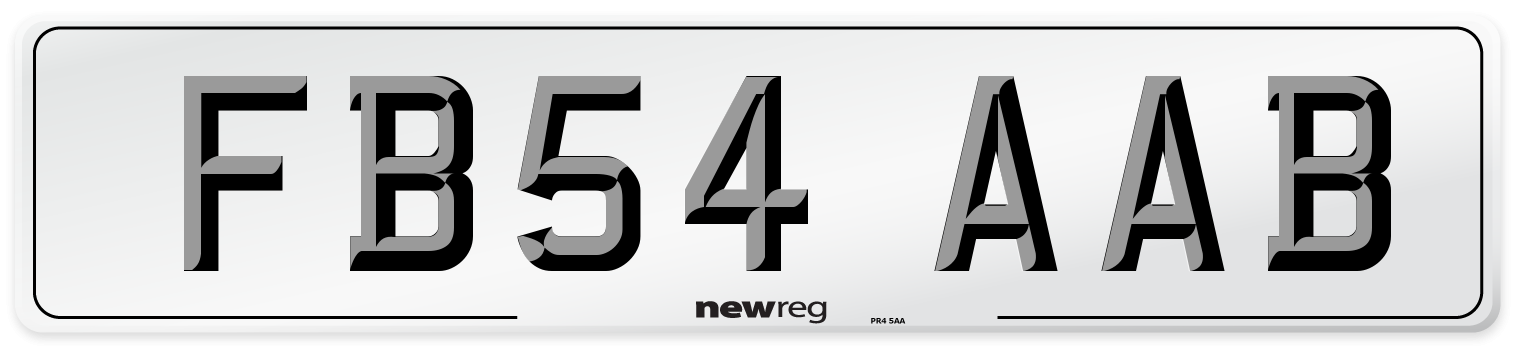 FB54 AAB Number Plate from New Reg
